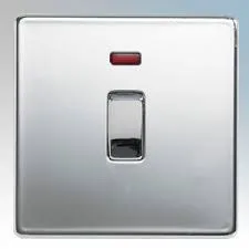 BG Nexus Flatplate Screwless Polished Chrome 20A DP Neon Switch