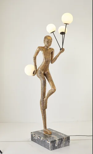 DESROCH LADY HOLDING BALLON FLOOR LAMP GOLD