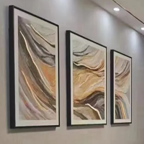 DESROCH BLACK TEXTURE ART ON LEATHER SET OF 3 WALL ART