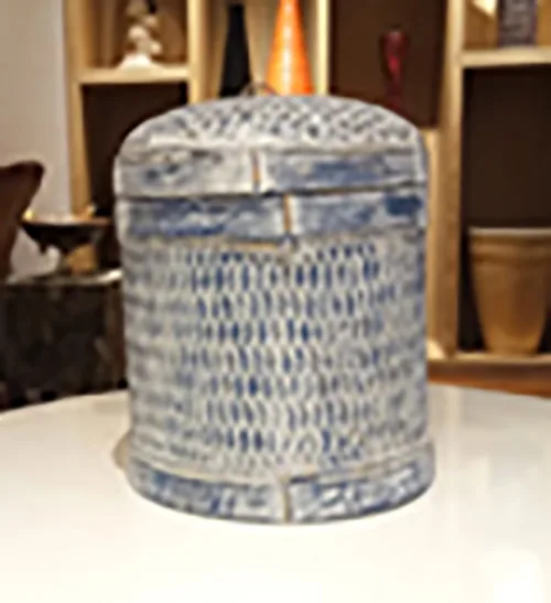 DESROCH DECOR DECORATIVE BAMBOO-BLUE STORAGE BOX