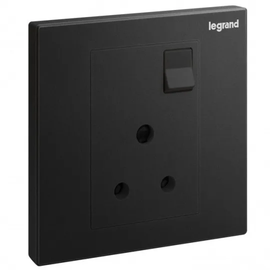 LEGRAND BLACK BS 5A SOCKET + SWITCH