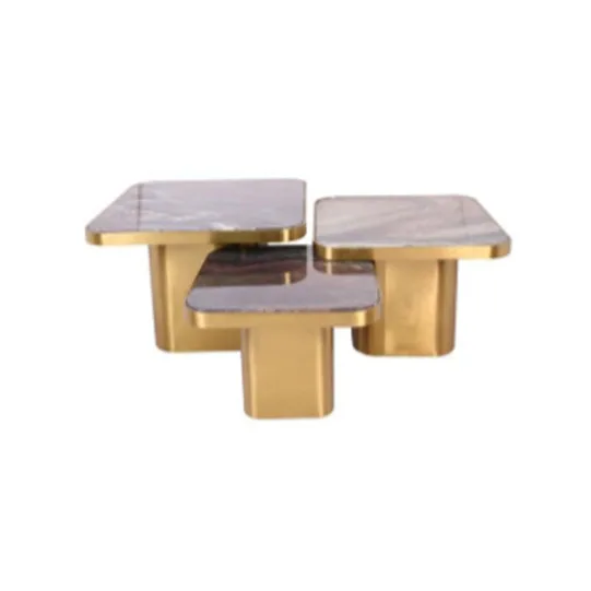 VEROCASA LIVING LUXURY MARBLE TOP AND STAINLESS STEEL BASE COFFEE TABLES