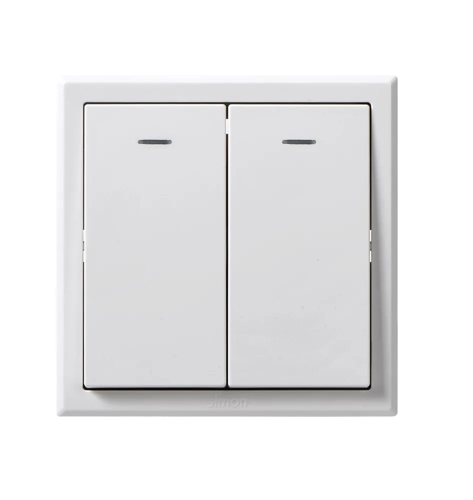 SIMON E3 METAL BLACK 2 GANG 1 WAY SWITCH WITH FLUORESCENT