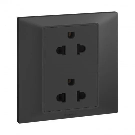 LEGRAND 2X2P EURO-US SOCKET DARK GREY