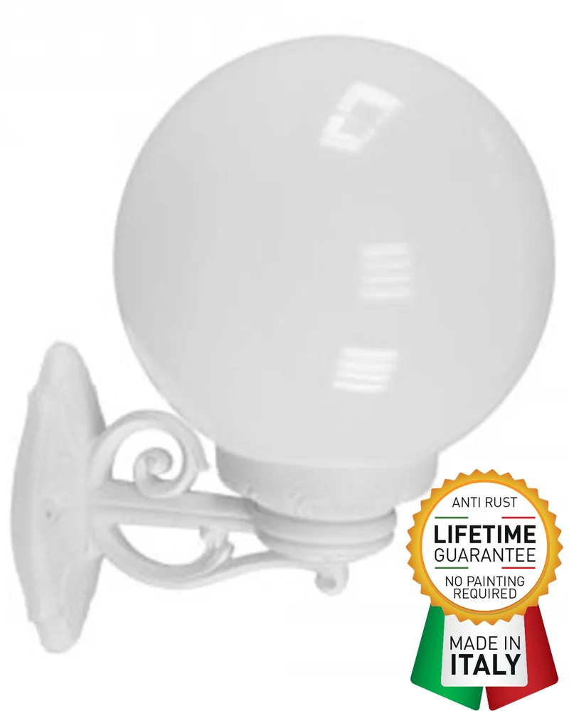 FUMAGALLI GLOBE 300/ BISSO G30.131.WYE27 WHITE/ OPAL WALL GARDEN LIGHT