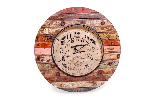 DESROCH DECOR RECYCLED LISTRAS MULTI COLOR WOODEN WALL CLOCK