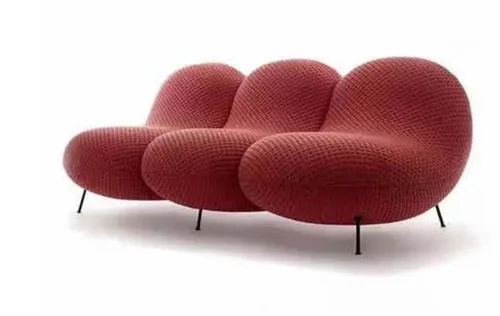 PINE FRAME ROSE RED THREE SETTER SOFA