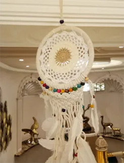 DESROCH DECOR BEIGE WHITE FEATHER  DREAM CATCHER