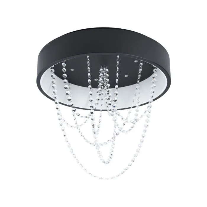 EGLO LED-DL SCHWARZ M.KRISTALLKETTE 'BERLONA' CRYSTAL&DESIGN