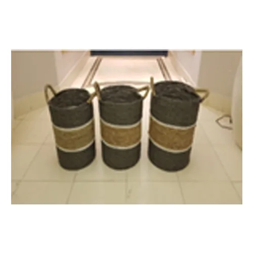 DESROCH DECOR AASHI CYLINDER HANDLED DECORATIVE STORAGE BASKET