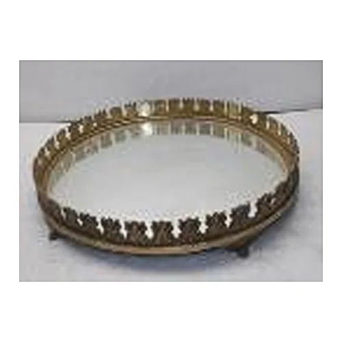 DESROCH DECOR LAITON DECORATIVE MIRROR TRAY ROUND
