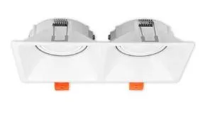 TM SQUARE DOUBLE HEAD SPOT LIGHT FRAME WITHOUT LIGHT RECESSED SIZE-225X125MM CUT-200X110MM WHITE 