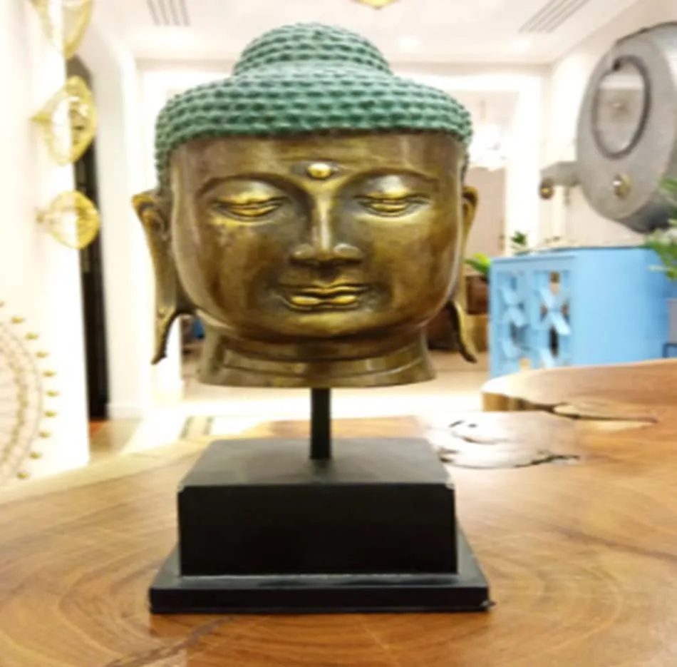 DESROCH DECOR BRASS AND TEAL  DECORATIVE BUDHA FIGURINE & SCULPTURE