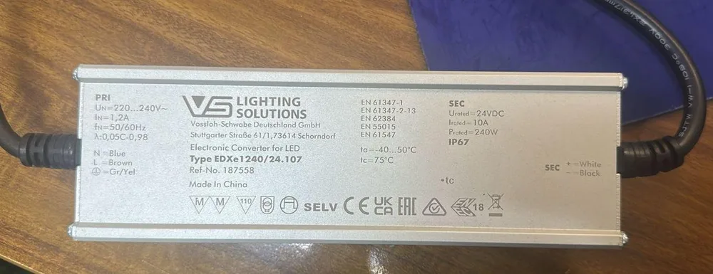 VS  LED DRIVER CV  240W 10A  24V DC IP67 METAL