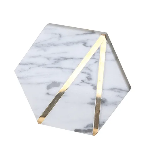 DESROCH HOMEWARES WHITE MARBLE COASTER-SQUARE