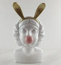 DESROCH DECOR CUTE RABBIT GIRL FLOWER POT