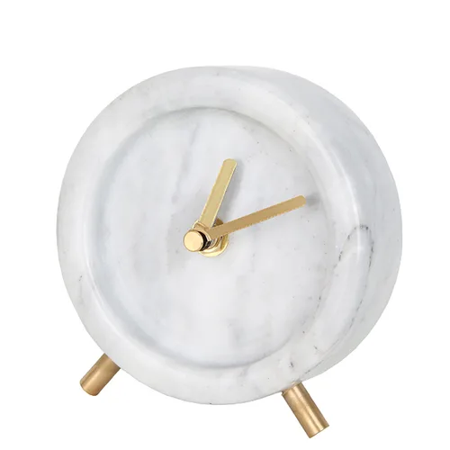 DESROCH DECOR MODERN MARBLE DESKTOP CLOCK - WHITE