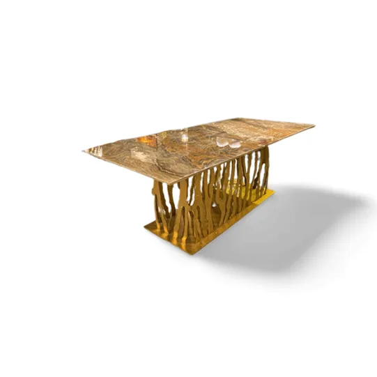 VEROCASA LIVING LUXURY GOLD AND MARBLE MODERN DINNING TABLE