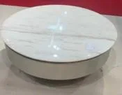 DESROCH JAZZE WHITE MIRCOFIBER LEATHER ROUND CENTER TABLE