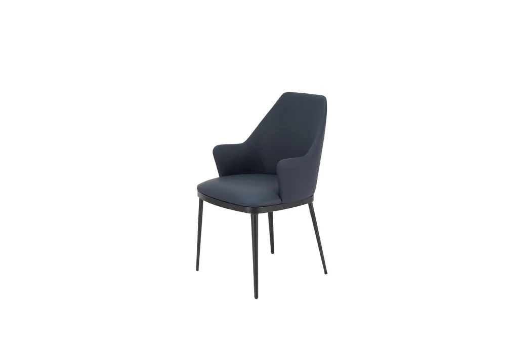 DESROCH LEATHER+METAL BLUE+BLACK DINING CHAIRS