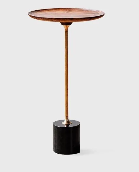 DESROCH SOLID WOOD WITH COPPER+CARBON STEEL BASE SIDE TABLE 