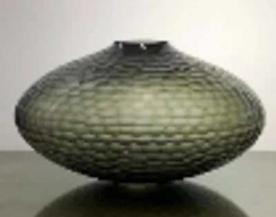 DISC VASE - GLASS WITH GREY FINISH
