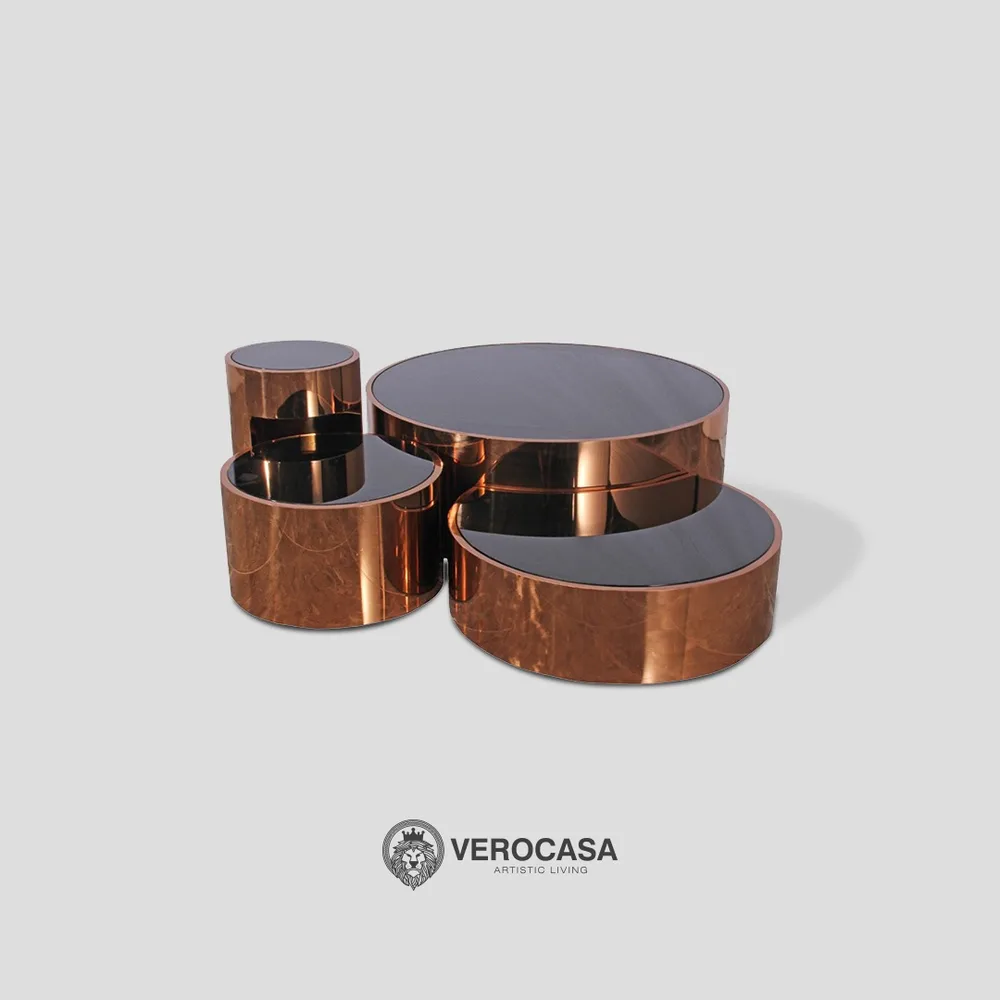 VEROCASA LIVING LUXURY GOLD AND BLACK MARBLE HIGH QUALITY COFFEE TABLE