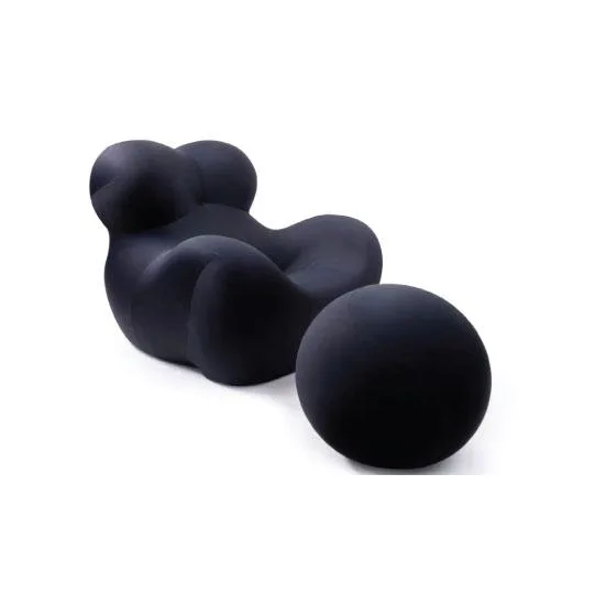 SHAPED COTTON FABRIC SINGLE SETTER BLACK SOFA