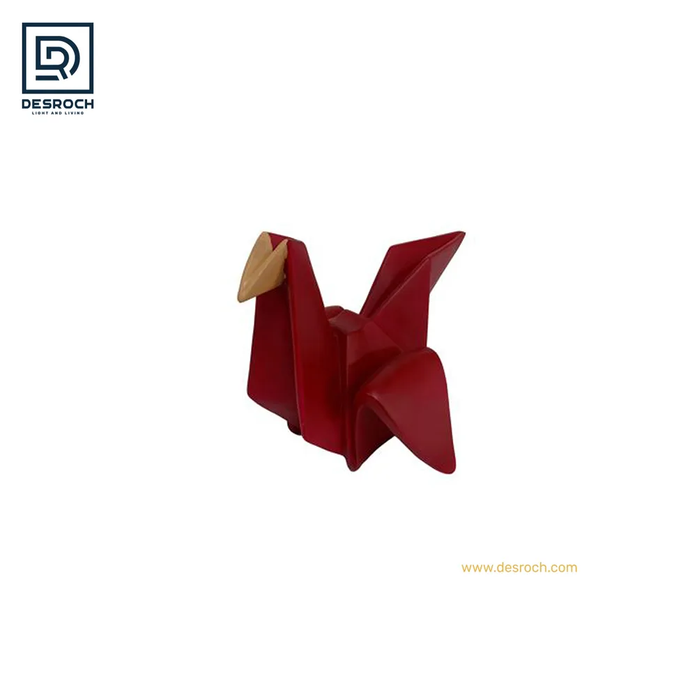 DESROCH DECOR RED GERANOS CRANE ORIGAMI SCULPTURE