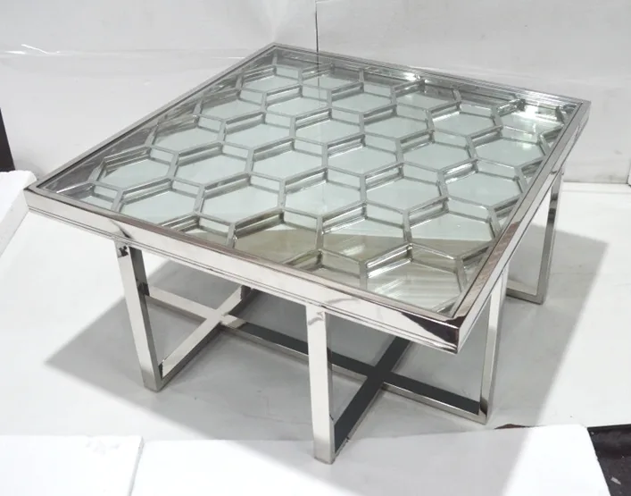Coffee Table W/Clear  Glass with mirror