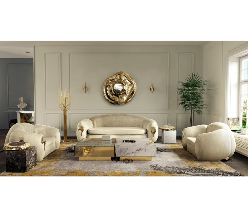 VEROCASA FABRIC AND METAL TWO SEATER SOFA