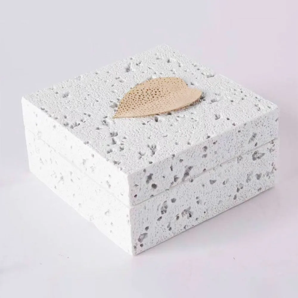 DESROCH DECOR ACCENT DECORATIVE COMPOSITE GOLD LEAF JEWELRY BOX