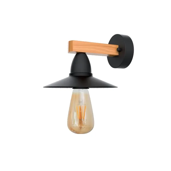 ELMARK PHIL WALL LAMP 1xE27 BLACK/WOOD
