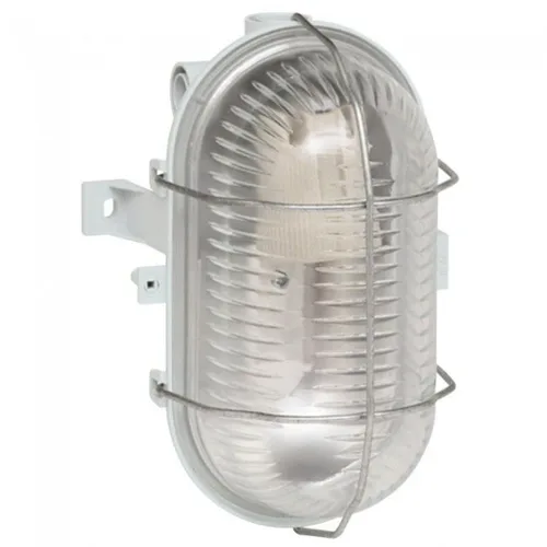 LEGRAND Bulkhead light - IP44 - IK06 - oval 60 W- E27 - metal grid no tool - grey