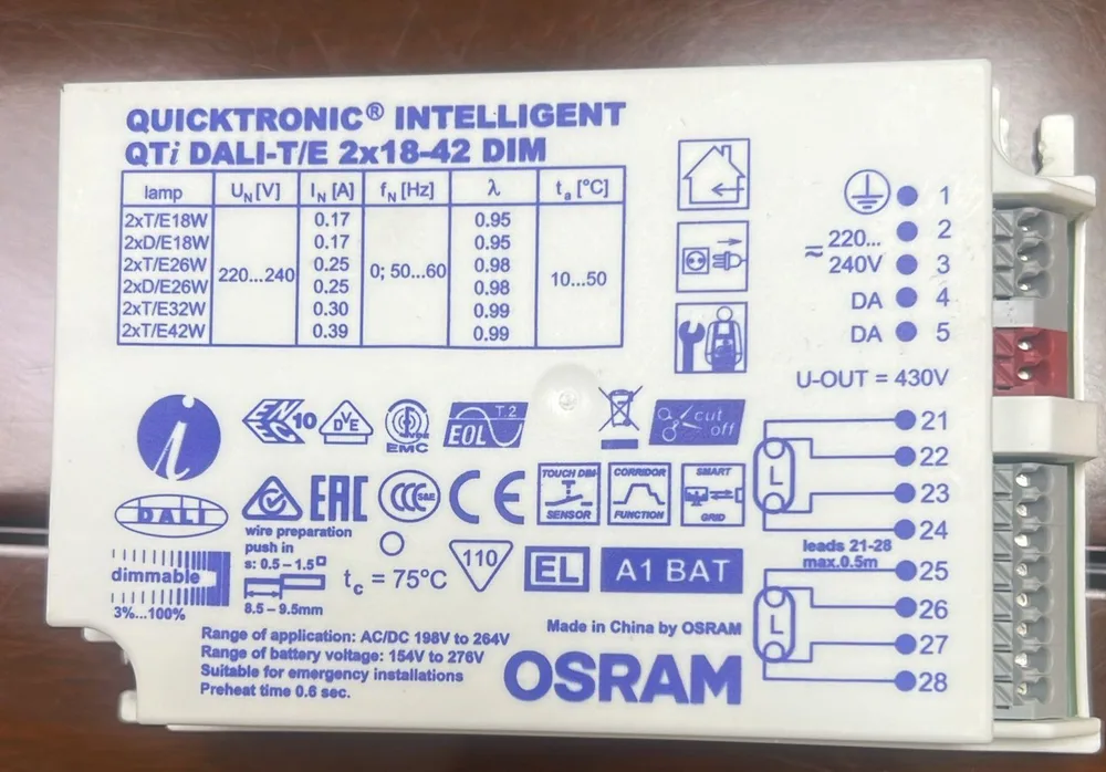 OSRAM QUICKTRONIC DALI-T/E 2x18-42 DIM