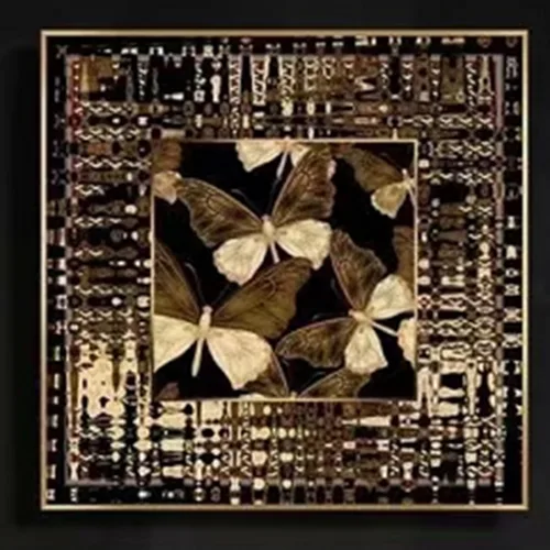 DESROCH GOLD TEXTURE ART ON LEATHER 3D PRINTING WALL ART DÉCOR