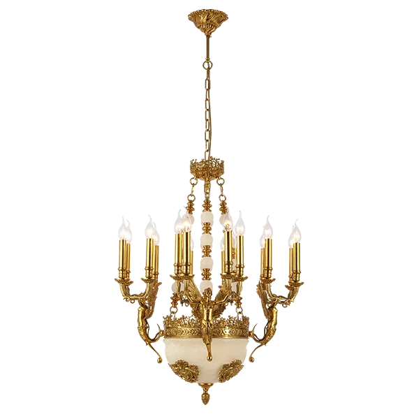 ELMARK CHARLES CHANDELIER 19XE14 BRASS/JADE