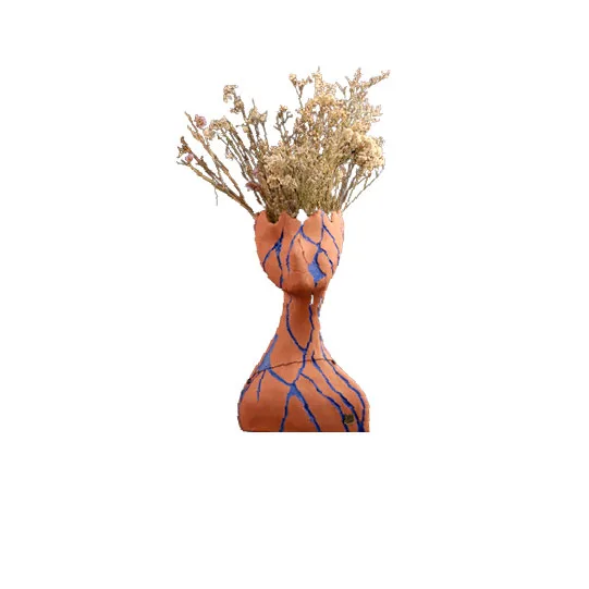DESROCH ART MODERN GYMSUM AZTEC TERRACOTTA ORANGE ART