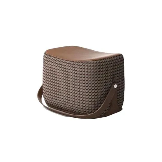 LIVING FABRIC HOUNDSTOOTH + BROWN STOOL