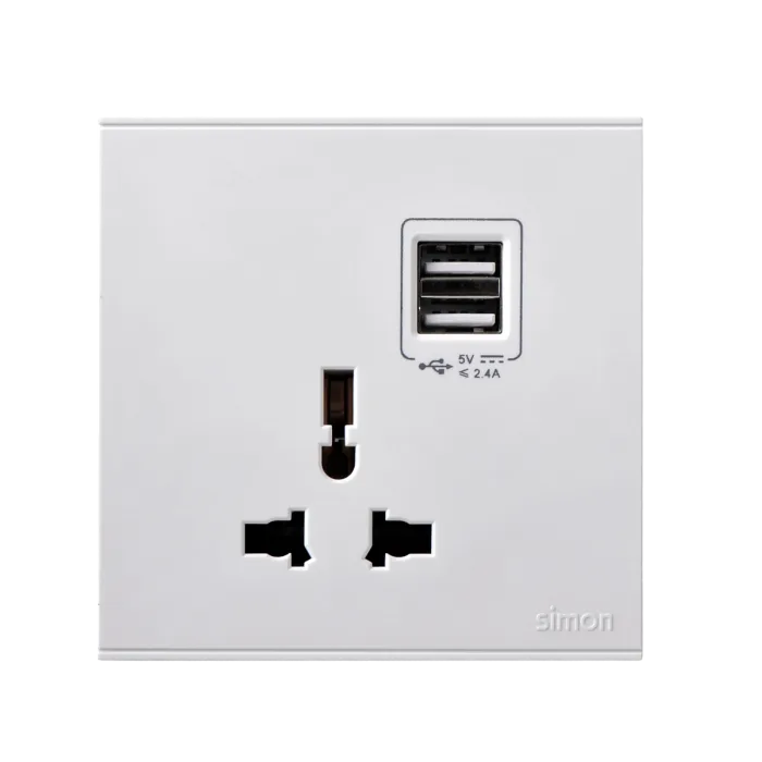 E6 MULTI-STANDARD SOCKET WITH TWIN USB CHARGERS