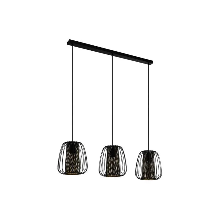 EGLO HL/3 E27 SW/SCHWARZ-GOLD 'CURASAO' PENDANT LAMPS