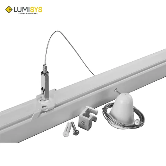 3 CIRCUIT WHITE TRACK CEILING MOUNT SUSPENSION KIT WITH WIRE