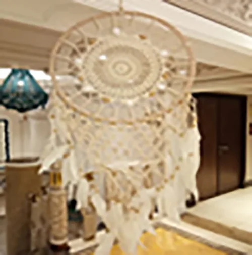 DESROCH DECOR CUSTOM HAND-CRAFTED WHITE DREAM CATCHER