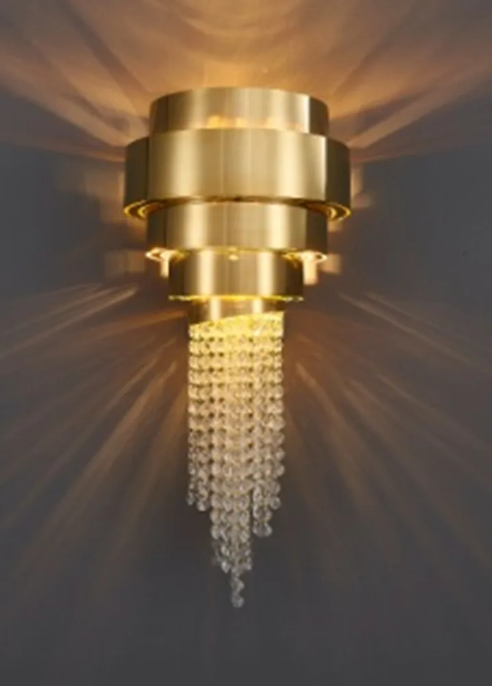 DESROCH DECORATIVE WALL LIGHT GOLD CRYSTAL CONTEMPORARY WALL LAMPS