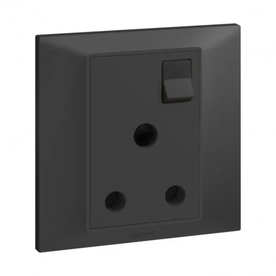 LEGRAND 1G BS 15A SP SWITCHED SOCKET + NEON DARK GREY