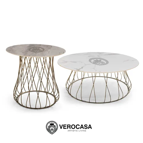 VEROCASA LIVING LUXURY TWIN TORRE JASMINE NESTING COFFEE TABLES