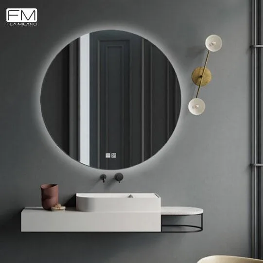 FLAMILANO WALL MOUNTED BATHROOM BACKLIT Ø600MM LED MIRROR WITH LIGHTS