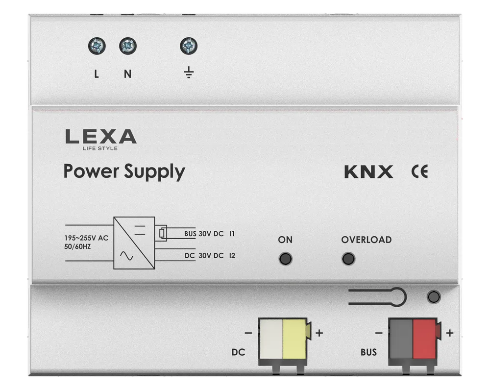 LEX-P64 Series Standard 35mm DIN rail mounting 108×90×64mm PC  Material White Finish KNX System Bus Power Supply