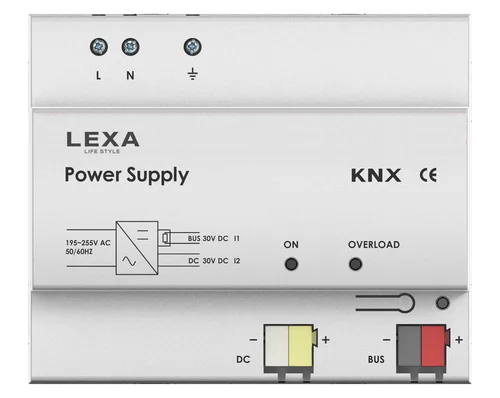 LEX-P64 Series Standard 35mm DIN rail mounting 108×90×64mm PC Material White Finish KNX System Bus Power Supply