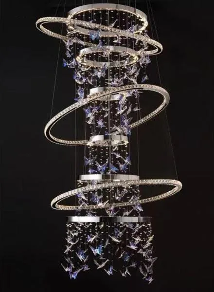 DELUXE LED 137W STAINLESS STEEL+IRON+CRYSTAL DECORATIVE PENDANT LIGHT